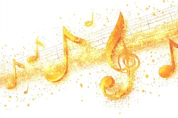 Poster - Simple design featuring a group of musical notes on a white background, suitable for use in music-related projects