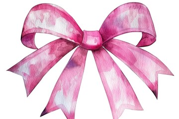 Poster - A delicate pink bow on a clean white background, perfect for use in designs and layouts