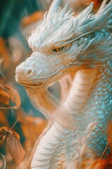 Poster - A close-up shot of a dragon statue, perfect for use in fantasy or mythological-themed designs