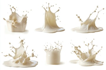 Poster - A splash of milk pours into a cup from a bottle or pitcher