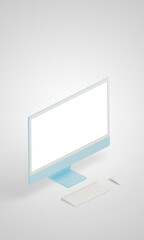 Poster - Isometric computer display with an isolated screen, designed for showcasing creative mockups, versatile apps, and clean layouts in a modern context