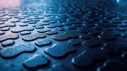 Poster - A close-up view of individual water droplets on a surface, perfect for illustrating humidity or condensation effects