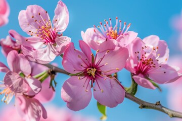 Poster - Close-up of pink flowers growing on a tree branch
