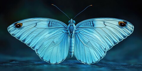 Poster - A small blue butterfly perched on the edge of a rock, enjoying the view