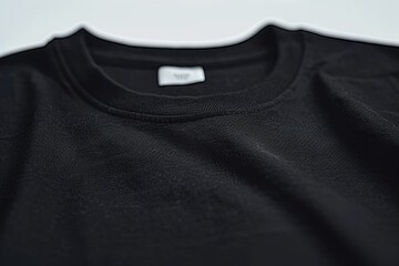 Poster - A close-up view of a black t-shirt on a white surface, suitable for fashion or textile displays