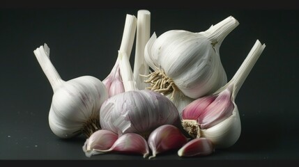 Poster - A bunch of garlic cloves sitting on a table
