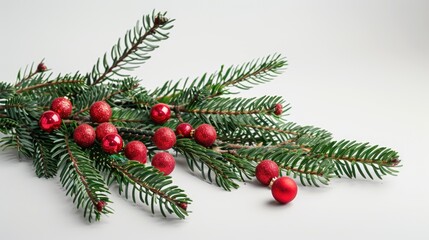 Aufkleber - A branch of a Christmas tree with bright red berries, great for holiday decorations and celebrations