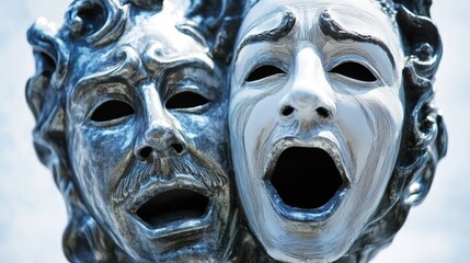 Poster - Two face masks placed together, possibly for a theme party or as a decorative arrangement