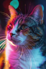 Poster - A blurred background surrounds the focused cat's face