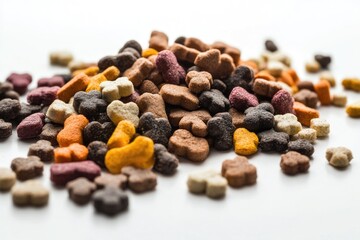 Poster - A pile of dog food sitting on a table, suitable for illustration or photography projects about pets or home scenes