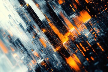 Poster - Nighttime urban scene with orange lighting, ideal for use in urban lifestyle or architecture projects