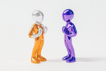 Poster - Two metallic figurines stand together, possibly decorative or collectible items