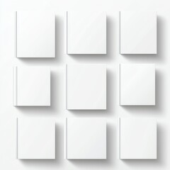 Poster - A clean and modern arrangement of blank square canvases on a white background, perfect for showcasing designs or artistic concepts. Ideal for presentations and creative projects.