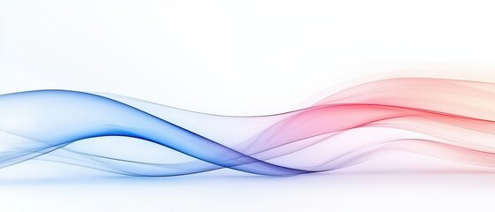 Wall Mural - Flowing waves of blue and red on white background