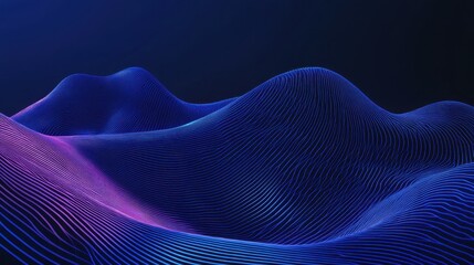 Poster - Illuminated blue lines form dynamic geometric shapes on a dark blue canvas, perfect for cutting-edge technology presentations