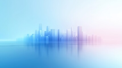 Wall Mural - Sleek urban skyline in soft pastel tones