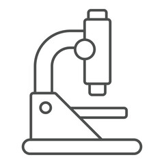 Poster - laboratory microscope thin line icon, science concept. vector graphics. microscope sign on white bac