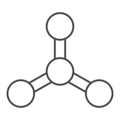 Poster - atom structure thin line icon, physics concept. vector graphics. proton neutron sign on white backgr
