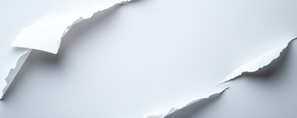 Poster - A close-up view of torn white paper against a smooth, light background. The texture and layers create a visually appealing design that can be used for various creative projects.