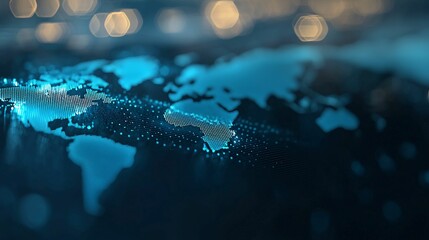Poster - Stock market chart. Finance, economy, business and flag concept. Digital world map with glowing details