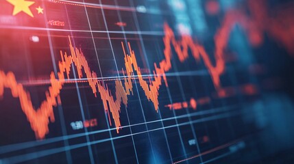Poster - Stock market chart. Finance, economy, business and flag concept. Financial data visualization graph.