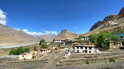 Wall Mural - View of the kee monastery from village is a biggest tibetan buddhist monastery located at an altitude of 4,166 m close to spiti River in spiti valley of himachal pradesh, lahaul spiti district, India.