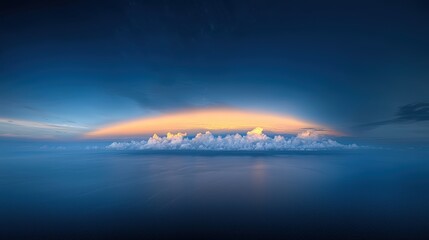 Wall Mural - stunning sunset over serene ocean clouds