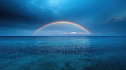 Wall Mural - beautiful ocean view with a vibrant rainbow