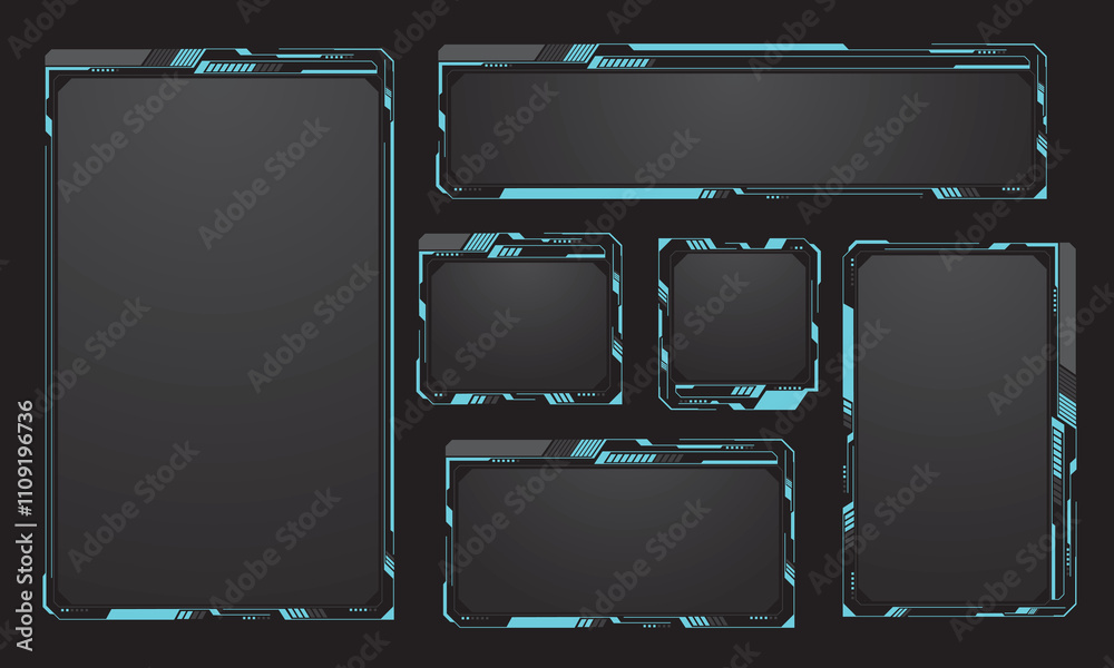 HUD frames blue grey user interface elements design modern technology ...
