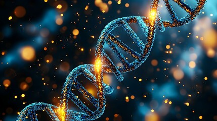 Poster - Abstract DNA structure, intricate molecular design, vibrant colors, futuristic medical visualization, emphasizing genetic research and innovation.
