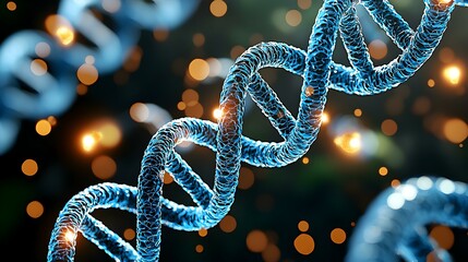 Poster - Abstract DNA strands intertwine in a vibrant medical background, symbolizing genetic research and advancements in biotechnology.