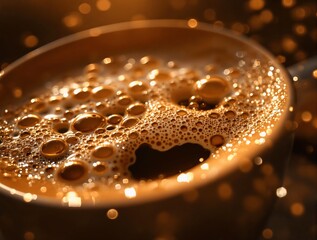 Fototapete - Bubbles in a cup of coffee