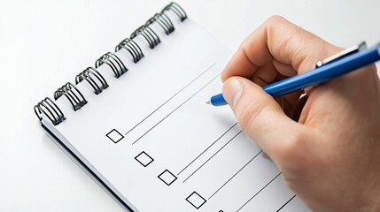 Poster - Labor inspection and safety control concept. Hand writing on a checklist notepad