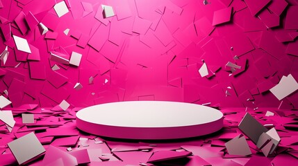 Poster - Modern 3D Podium Surrounded by Ample Empty Space and Shapes