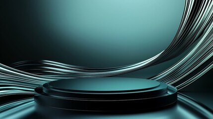 Poster - Modern 3D Podium on Empty Space with Fluid Abstract Background