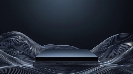 Poster - Elegant 3D Podium with Empty Space for Display in Dark Setting