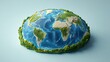 © Anggoro - 3D model of Earth, continents, oceans, and lush green vegetation.