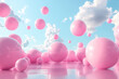 © mhdws - Dynamic pink spheres floating in a bright sky digital art abstract environment inspiring concept