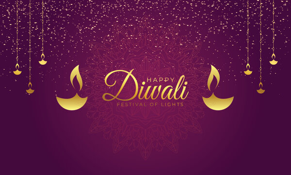 Diwali Celebration template. Diwali festival bokeh banner design. concept flat greeting card template invitation.