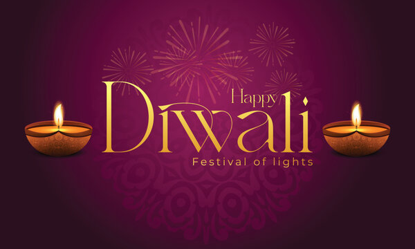 Diwali Celebration template. Diwali festival bokeh banner design. concept flat greeting card template invitation.