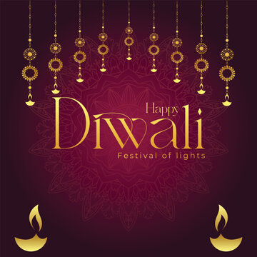 Diwali Celebration template. Diwali festival bokeh banner design. concept flat greeting card template invitation.