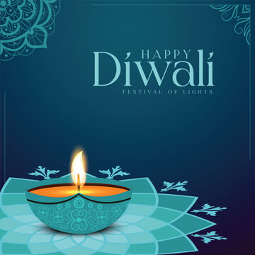 Diwali Celebration template. Diwali festival bokeh banner design. concept flat greeting card template invitation.
