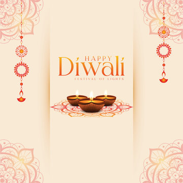 Diwali Celebration template. Diwali festival bokeh banner design. concept flat greeting card template invitation.