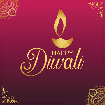 Diwali Celebration template. Diwali festival bokeh banner design. concept flat greeting card template invitation.