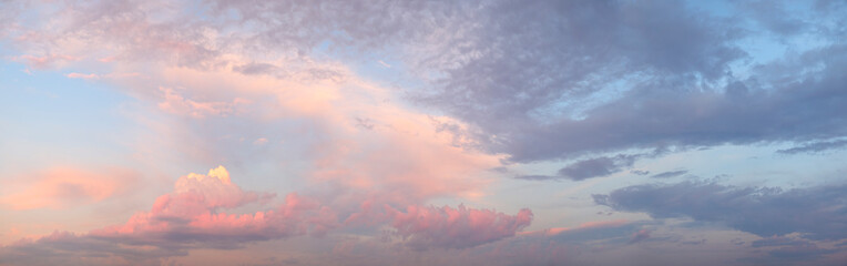 Poster - A beautiful sky with pink clouds. The sky is very clear and the clouds are very fluffy