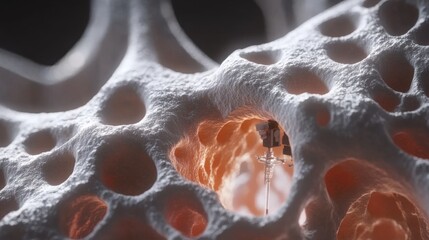 Poster - Intricate 3D Structure with Cavities and Textures Representing Organic Forms and Natural Patterns in a Scientific and Artistic Style