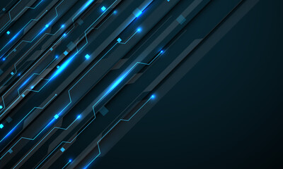 Poster - Abstract technology blue circuit cyber futuristic dynamic blank space design modern creative background vector