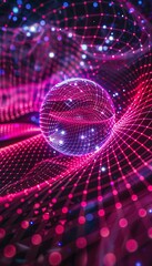 Poster - Captivating close up of an electric field with neon purple and red lights and geometric patterns