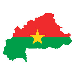 Fototapete - Burkina Faso outline of map on background of national flag