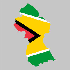 Fototapete - Guyana outline of map on background of national flag